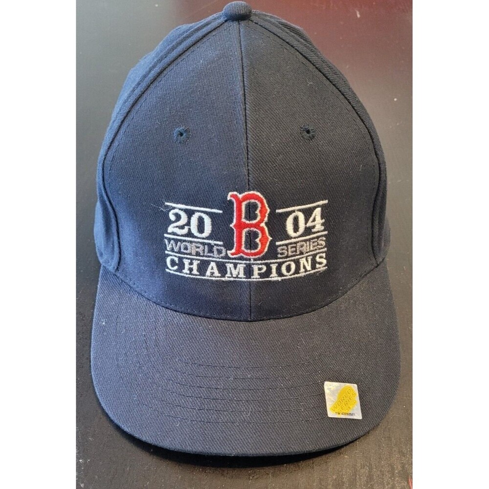 2004 Boston Red Sox World Series Champions Hat Navy Blue Strap Bk Cap Headmaster